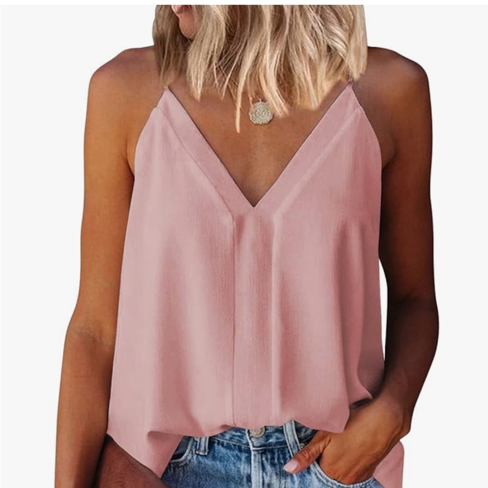Womens V Neck Strappy Tank Tops Loose Casual Sleeveless Shirts Blouses
